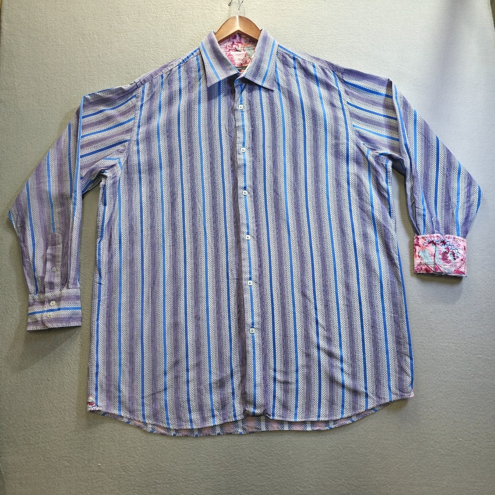 Visconti Uomo Men's Multicolor Long Sleeve Button Up Flip Cuff Shirt Size 2XL
